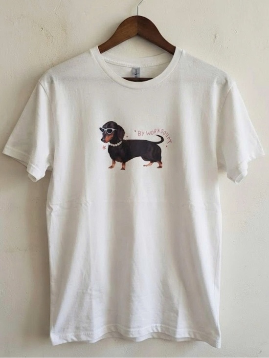 Gildan Tops - Gildan White Tee with Dachshund Graphic - Casual Pet Lover Top | Unisex Shirt